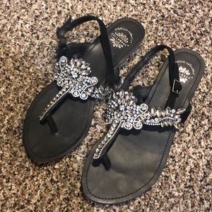 Black blingy sandals